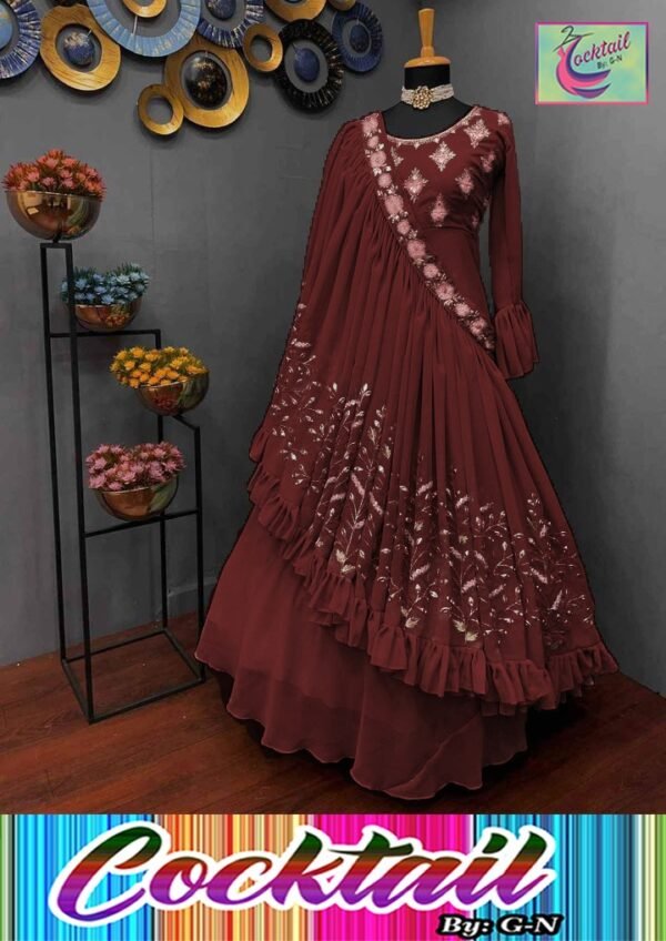 Fancy Maxi With Fancy Embroidery Touching Mirror Duppatta Stylish With Trouser - Image 6