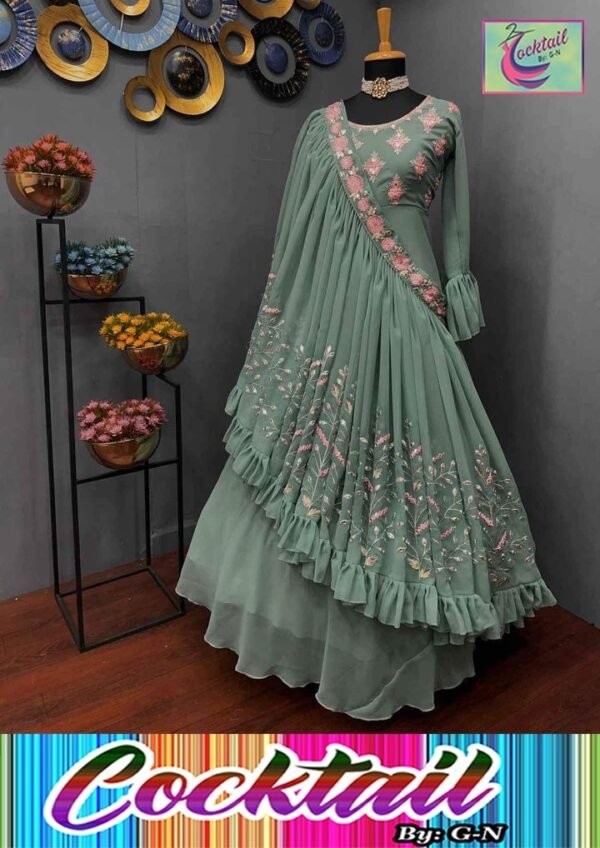 Fancy Maxi With Fancy Embroidery Touching Mirror Duppatta Stylish With Trouser - Image 4