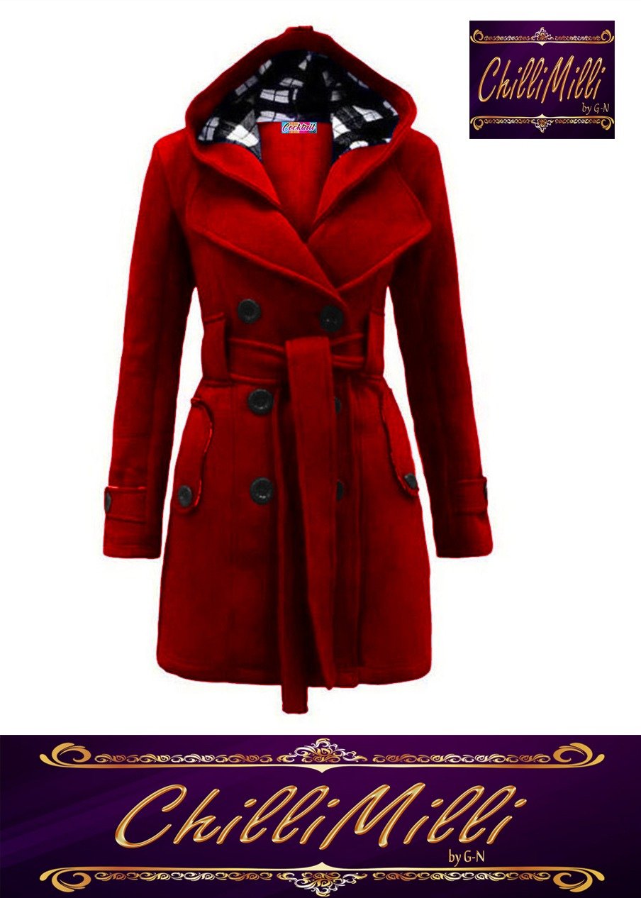 WINTER HOODED CHECK STYLE FLEECE COAT