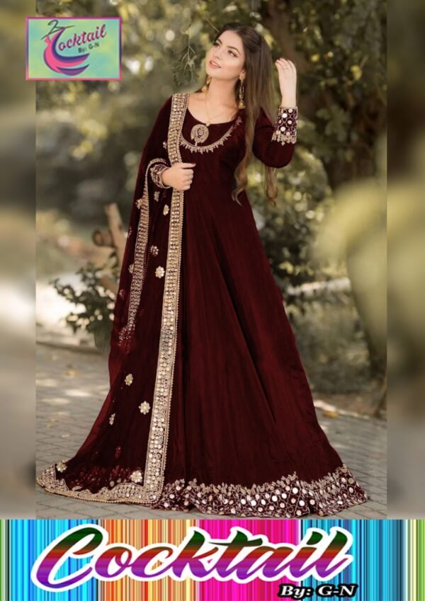 Stytlish Mirror Work And Emberiodered Maxi