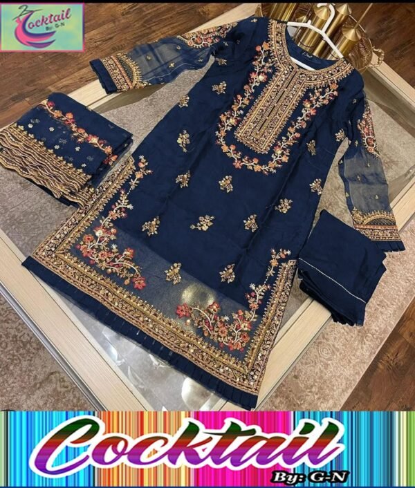 Laam Handwork Stone plus Mirror Work Three Piece - Image 3