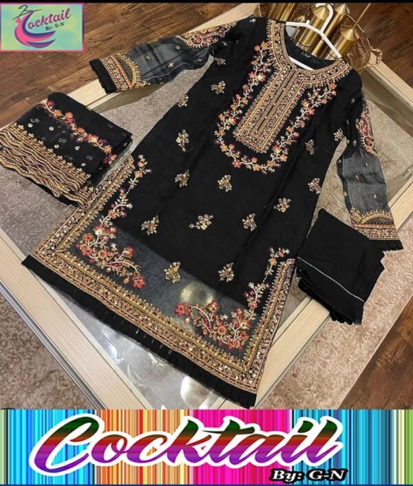 Laam Handwork Stone plus Mirror Work Three Piece
