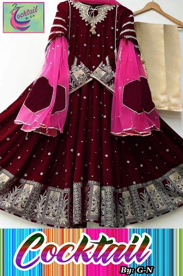Applique Neck and Border Heavy Embroidery Three Piece Suit