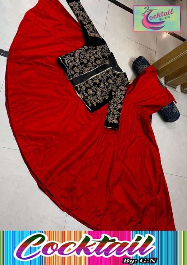 Velvet Embroidered Koti With With Kalli Long Flare Maxi 2piece - Image 4
