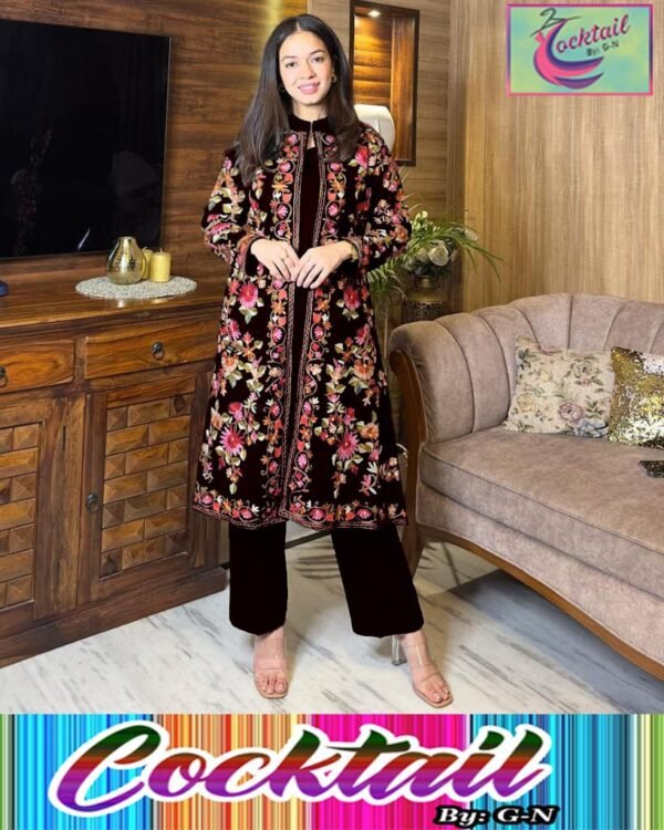 Three peice Gown inner trouser fully heavy Embroided Gown