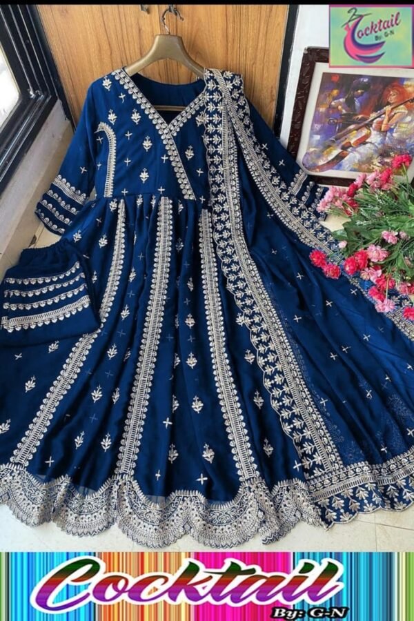 New angrakha style 3pcs with heavy embroidery with dupatta