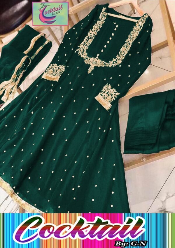 Front Embroidery With Pearls & Lace Work 3Piece