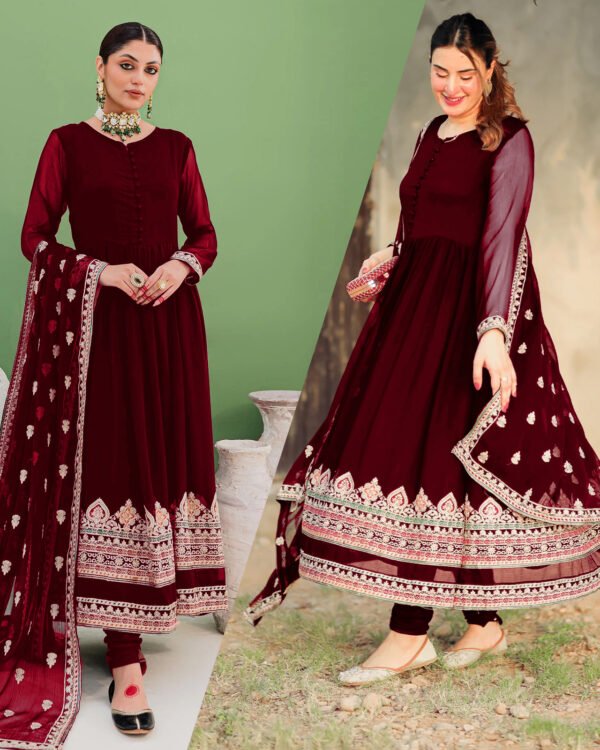 Border Multi Embroidered Maxi With Four Sided Embroidery Dupatta 3Pcs