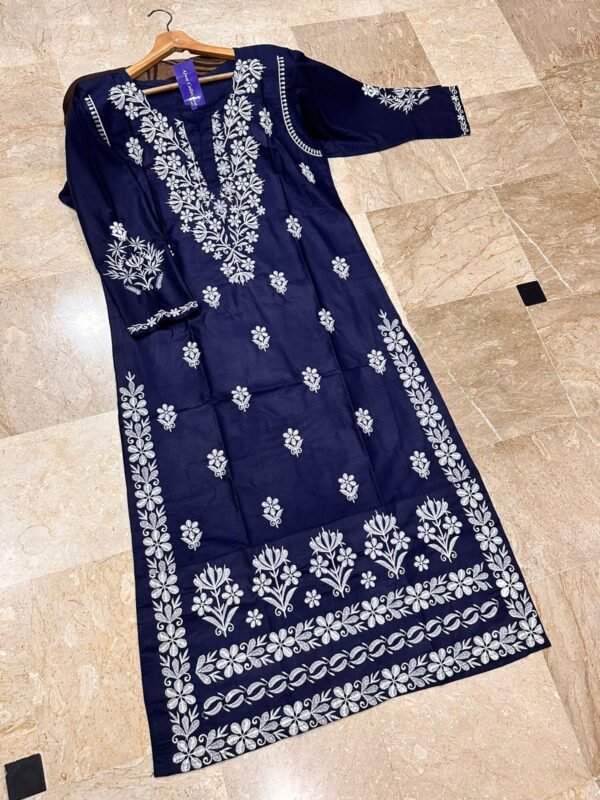 INDIAN SOFT LINEN NECK,DAMAN EMBROIDERED KURTI - Image 3