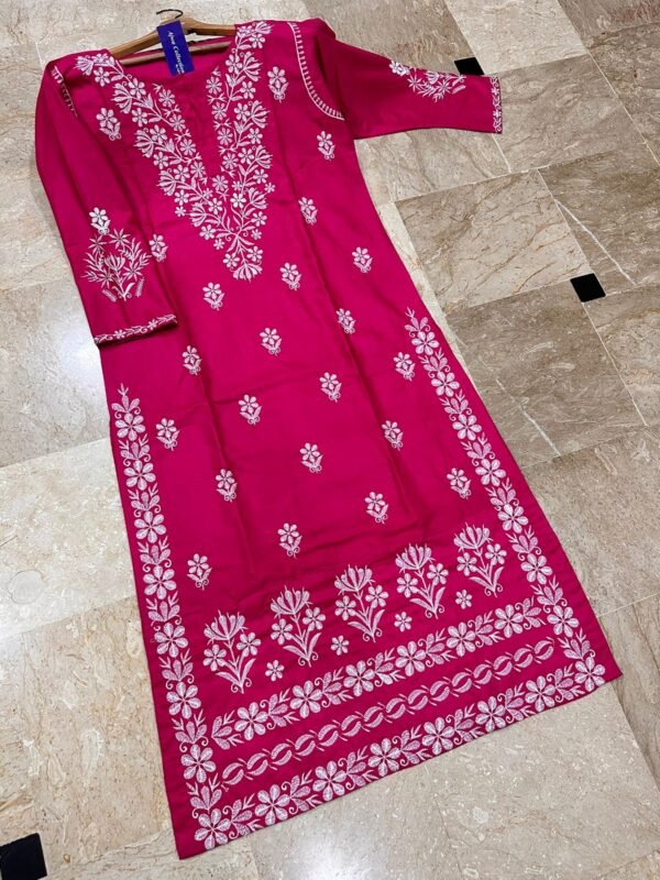 INDIAN SOFT LINEN NECK,DAMAN EMBROIDERED KURTI - Image 4