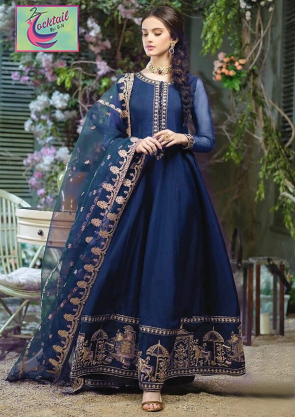 Heavy Embroidered Party Wear Chiffon 3ps Dress